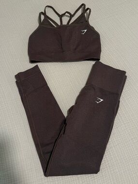Gymshark Adapt Fleck Seamless Sports Bra and Leggings - Mineral Brown